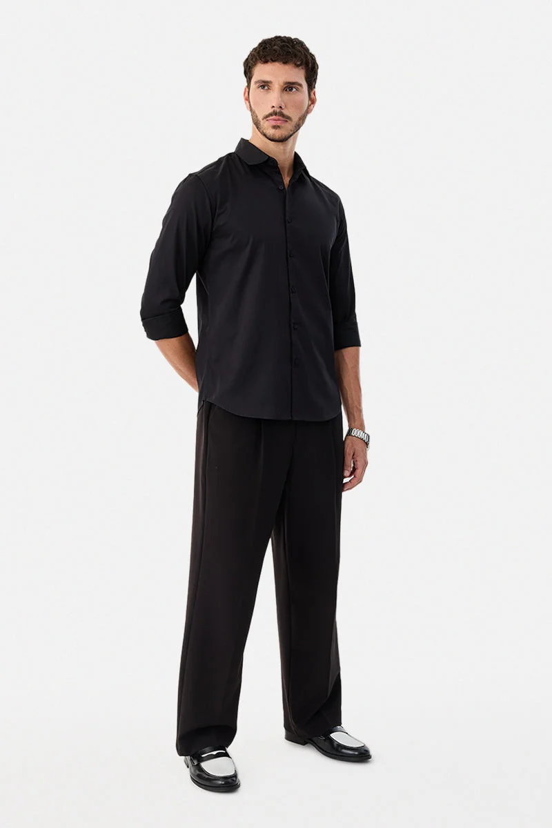 SNITCH Black Slim Fit Shirt